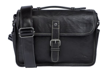 Alpenleder Leder Fototasche "Presse" Ebenholz